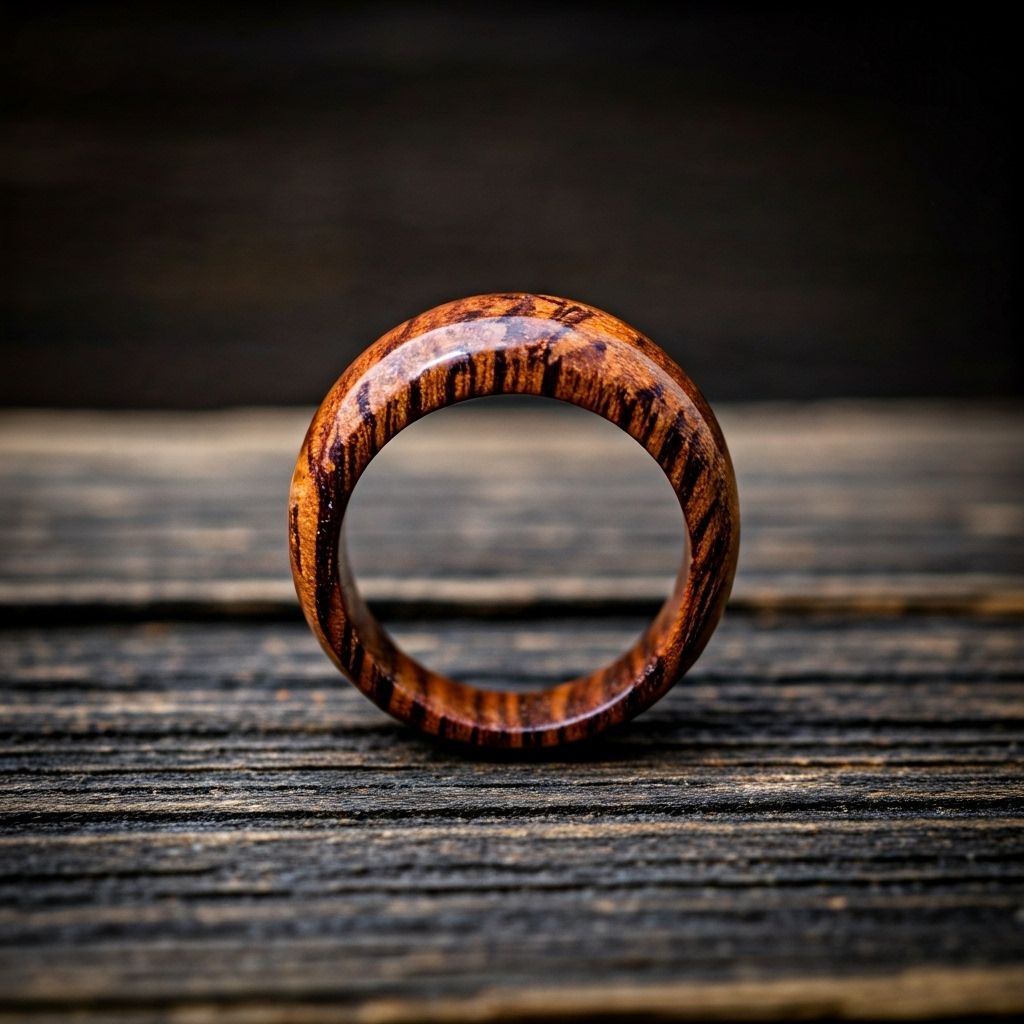 انگشتر چوبی با رزین فیروزه‌ای